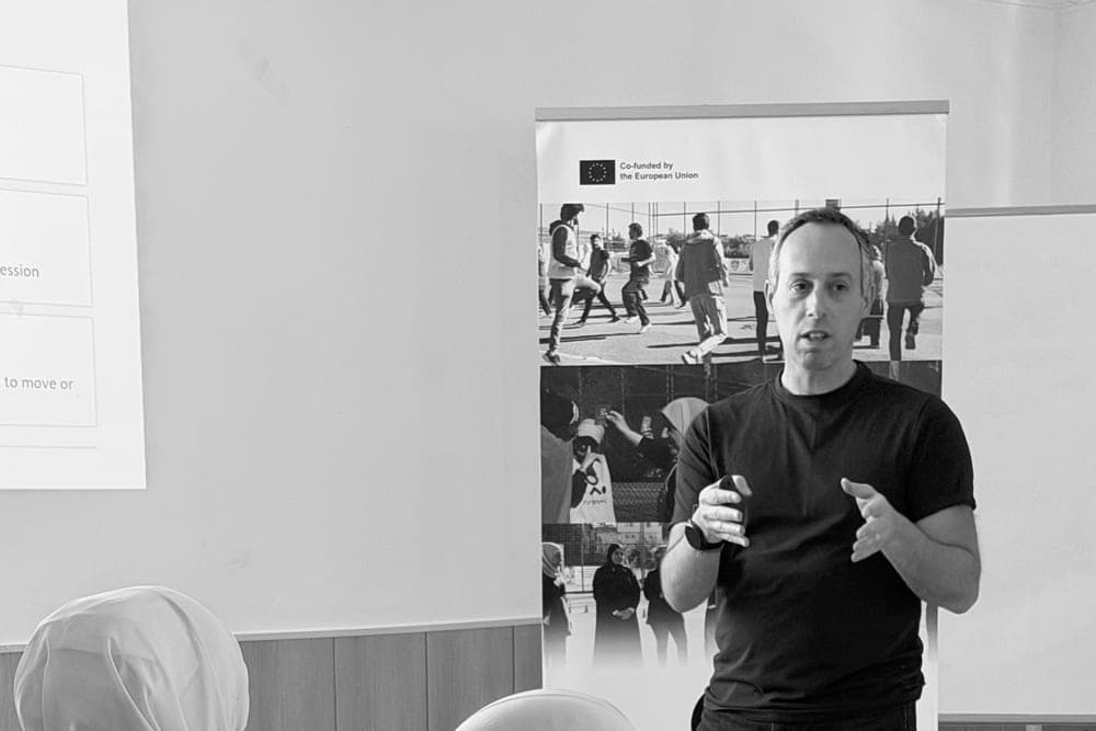 Jeff Gomez presenting at a sport for development programme